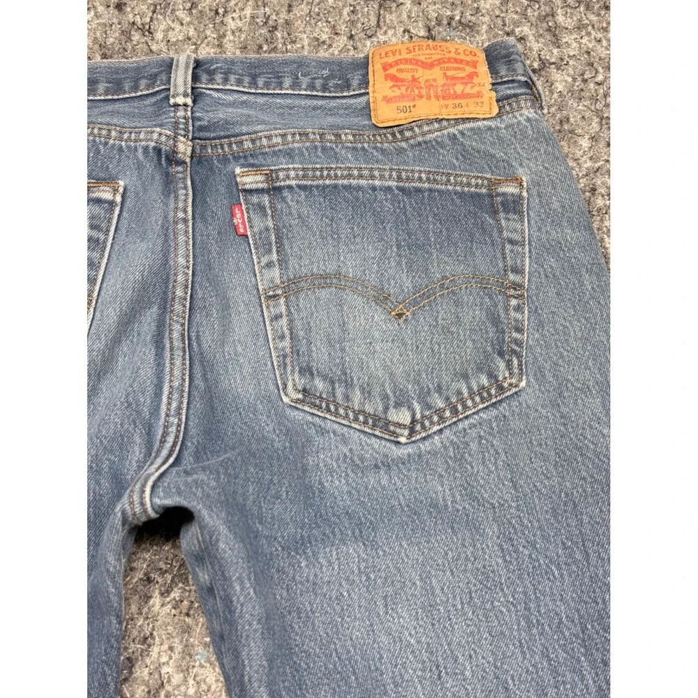 Levis 501 Original Fit Mens Jeans W36 L33 Blue‎ Denim Button Fly Straight Leg